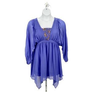 Leifsdottir Anthropologie Kelwa Blue Silk Dress 10
